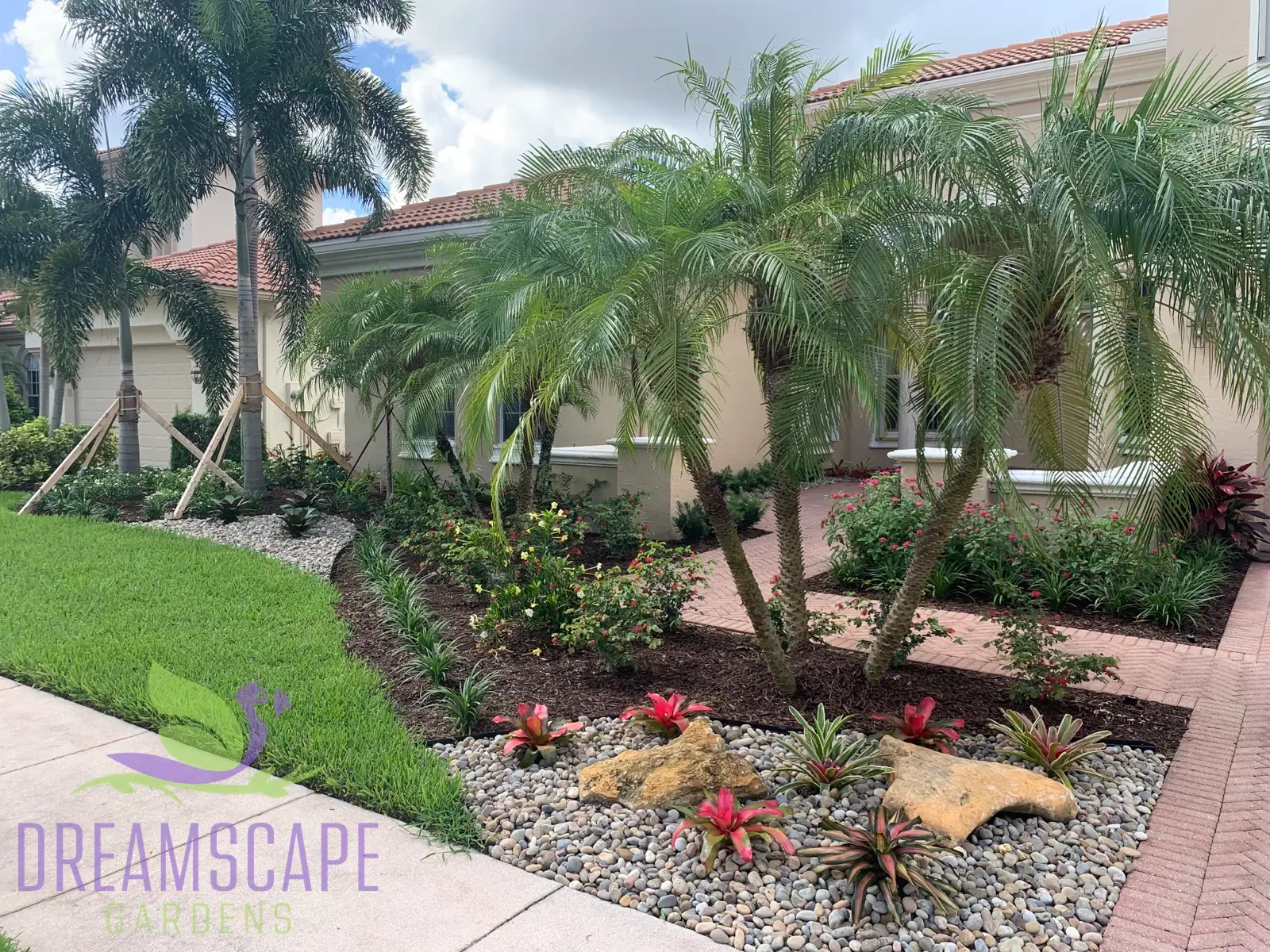 Pool landscape surround — tropical planting around luxury South Florida pool